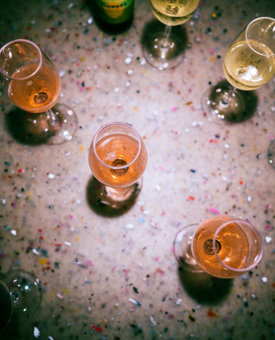 Wine glasses from above