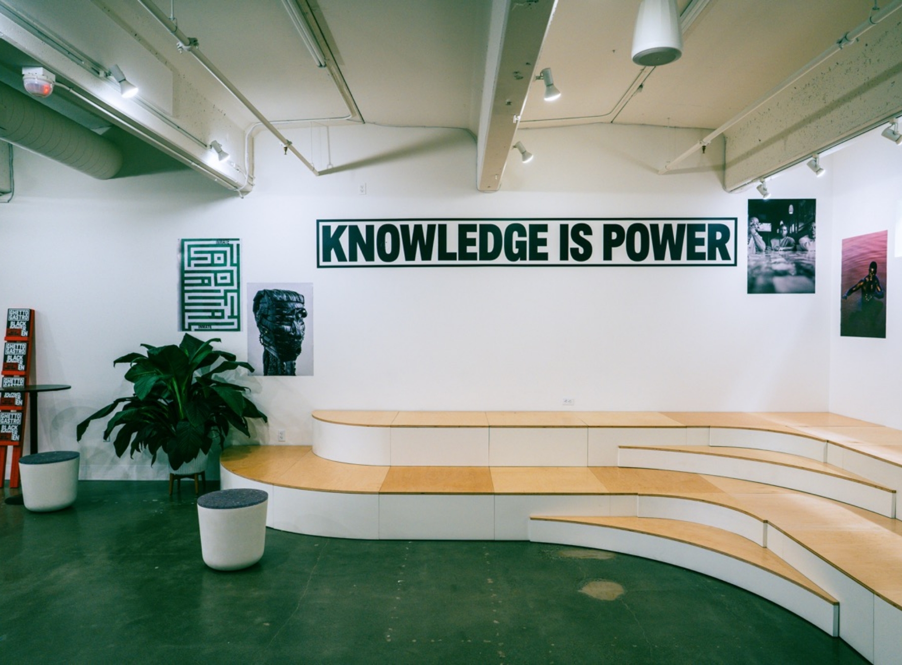 Knowledge is Power sign about stadium leveled seating